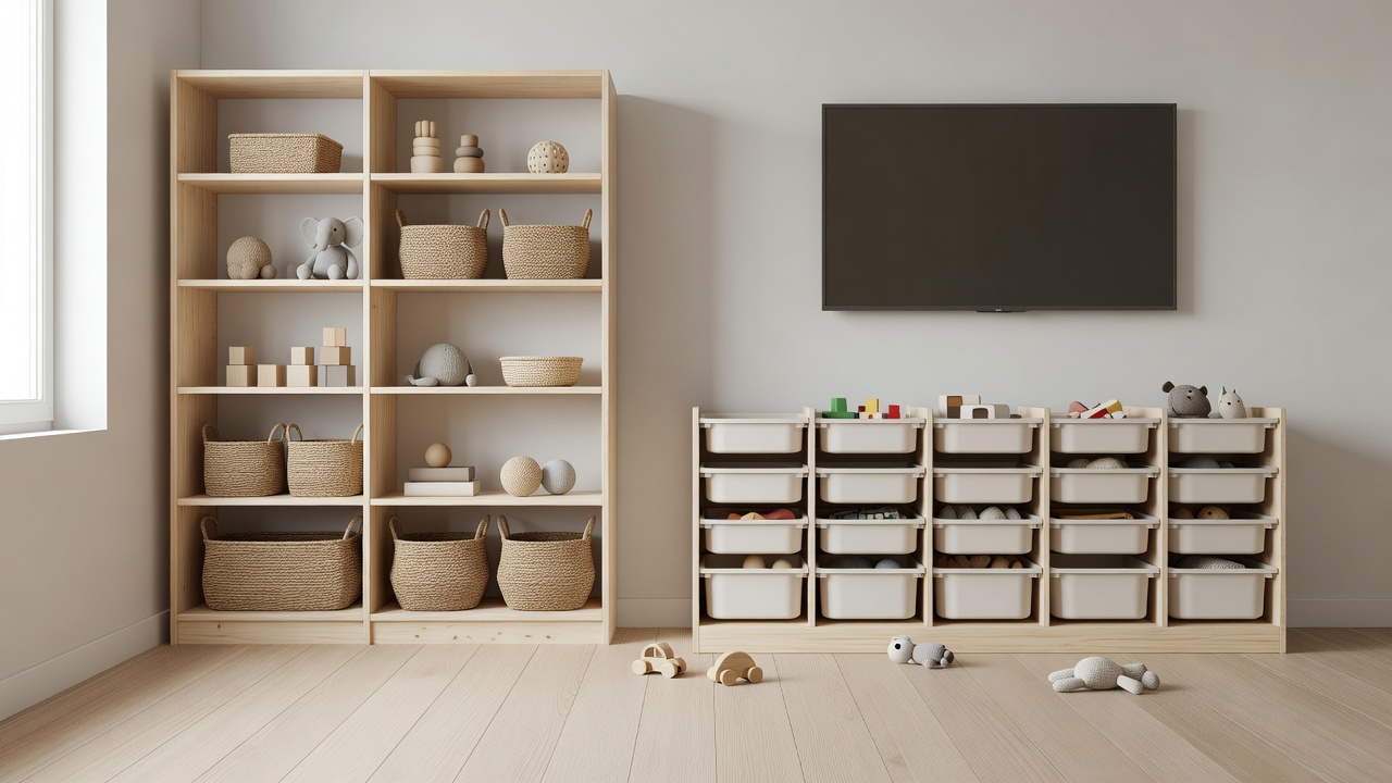 Shelves vs Bins Playroom for 10-Minute Resets