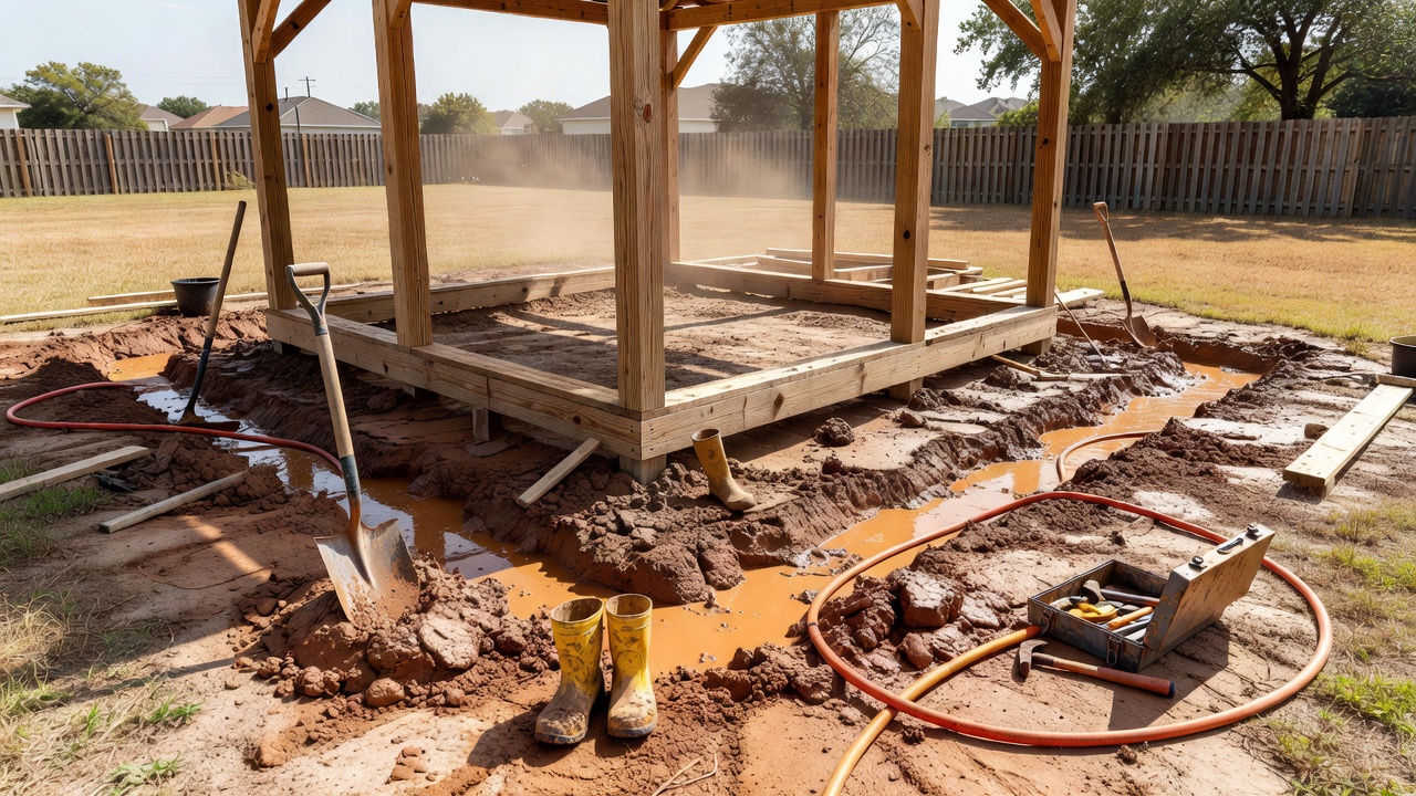 Gazebo Shed Drainage Steps Cypress Clay Soil 2026