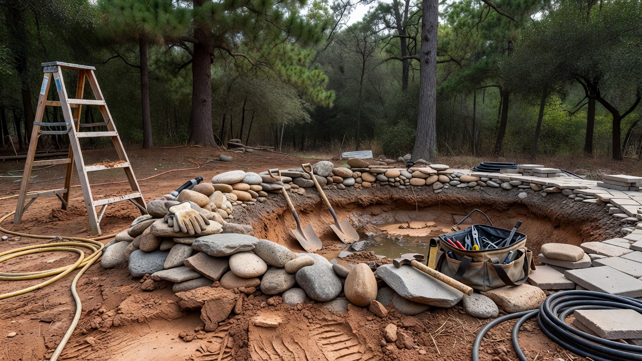 Pond Water Feature Permits Woodlands 2026 Clay Soil Steps