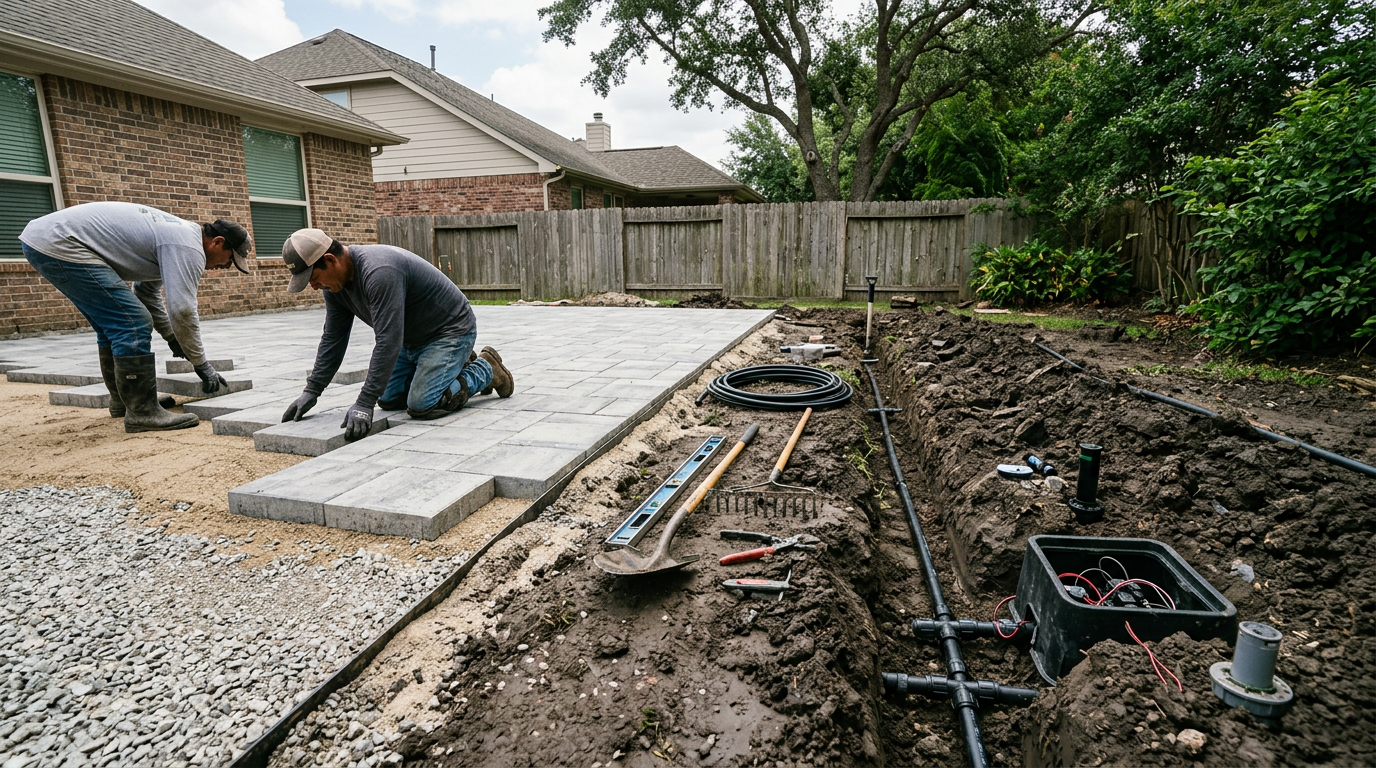 Paver Patio vs Sprinkler System in Houston Clay Soil
