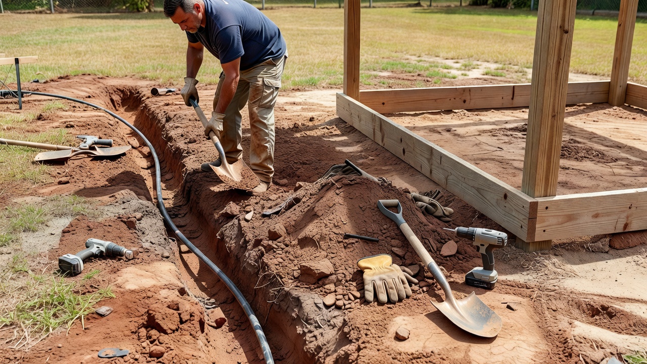 Sprinkler System vs Gazebo in Houston Clay Soil Yards