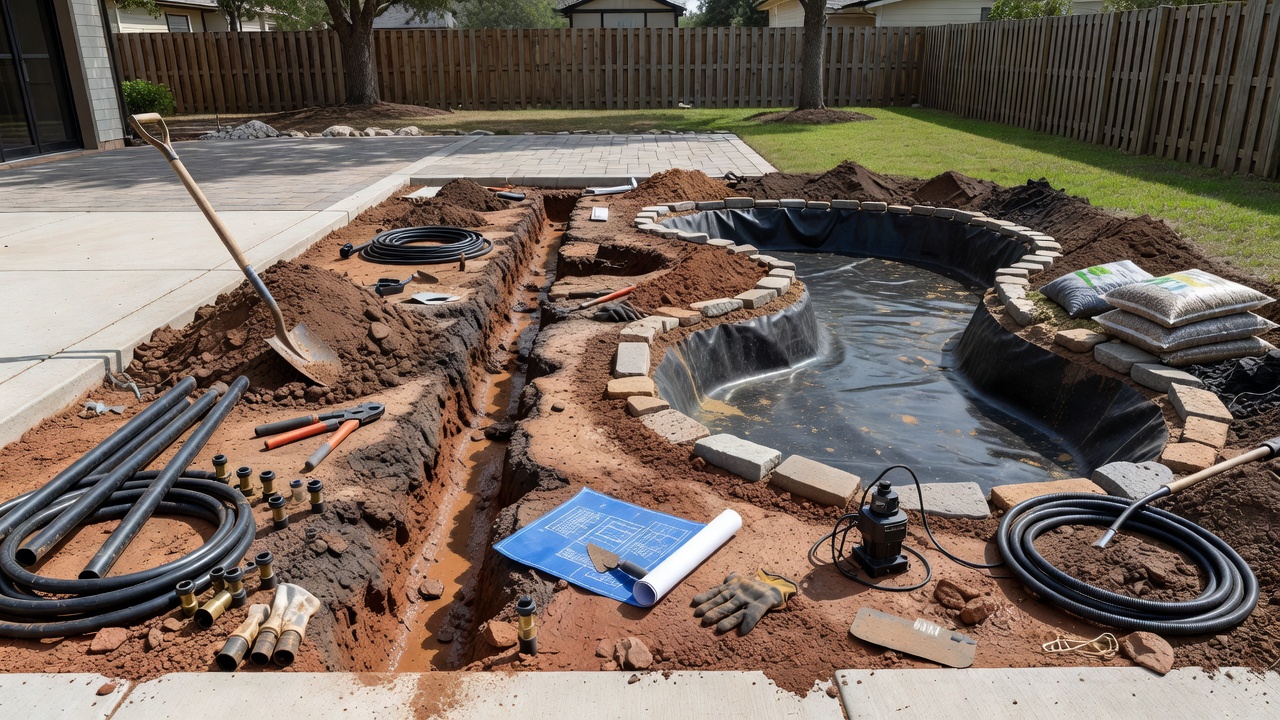 Sprinkler System vs Pond in Pearland Clay Soil Yards